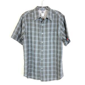 The North Face Shirt Men's Size S Gray Brown Plaid Button Front Short Sleeve